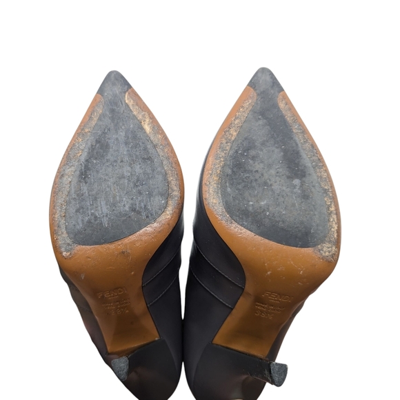 Fendi Rockoko FF Logo Signature Monogram Brown Leather Zucca Boots Size EU 38.5 - Picture 6 of 15
